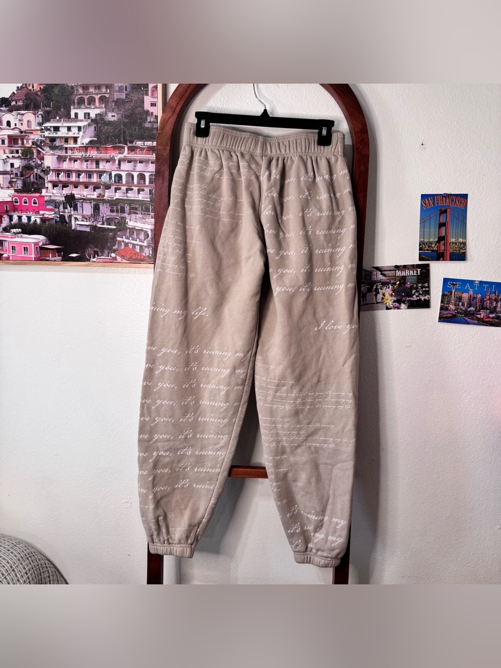 Taylor Swift "I Love You It's Ruining My Life" beige sweatpants - Picture 4 of 4